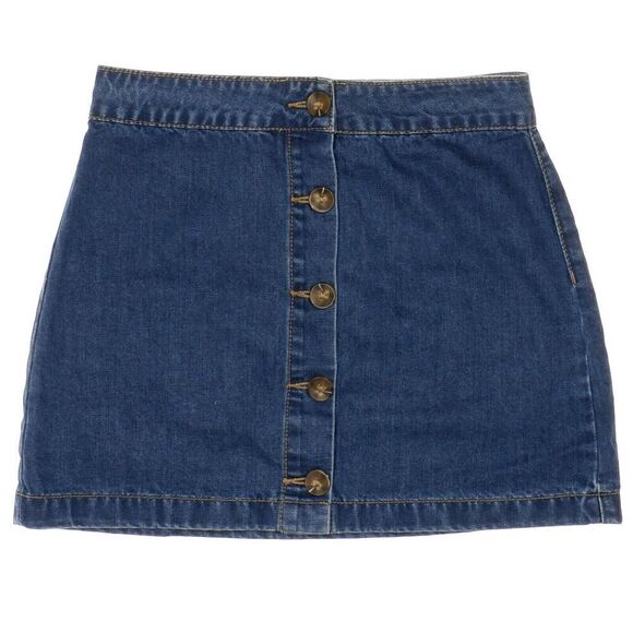 Forever 21 Denim Skirt Size M Womens Blue Jean A Line Button Measures 28 x 15 - Picture 1 of 9